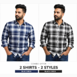 Men Combo Checkered Shirts | Stylish Checked Shirts for Men | Cotton Casual Shirts for Men | Full Sleeve Trendy Shirts for Boys | Regular Fit Fashion Shirts | Pack of 2 Premium Shirts