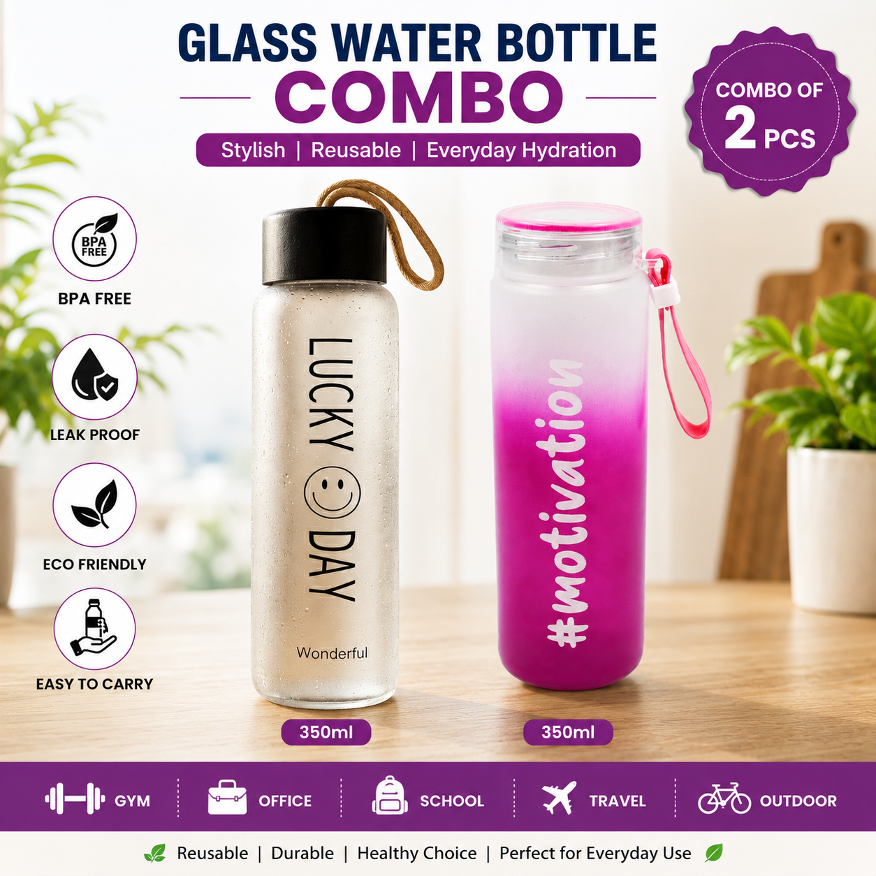 ChatGPT Image Jun 28, 2026, 12_41_37 PM 350ml glass water bottle combo set stylish reusable water bottle with strap