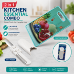 Cutting Board and 2 in 1 Knife Peeler Combo with Anti Slip Chopping Board