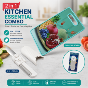 Cutting Board and 2 in 1 Knife Peeler Combo with Anti Slip Chopping Board