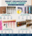 Adhesive Wall Organizer Combo Pack with Wall Hook, Mop Holder, Multi Hook Rack and Bottle Holder