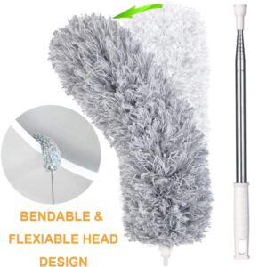 Extendable Microfiber Duster with Flexible Head and Telescopic Handle