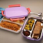 Steel lunch box with compartments premium multi section lunch box for office school kids