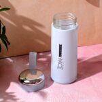 400ml Leak Proof Glass Water Bottle Combo Pack of 2 | Pink & Light Blue Glass Bottles - Image 2
