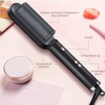 Electric Hair Straightening Brush with Ceramic Coating and Temperature Control
