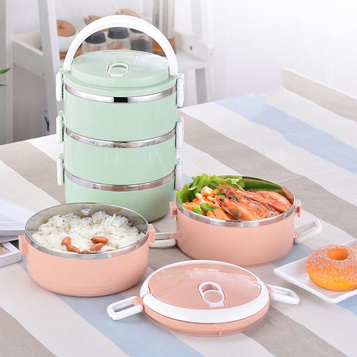 Premium 3 Layer Stainless Steel Hot Lunch Box 3 layer stainless steel lunch box premium hot tiffin box for office school travel
