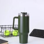 1200ml Insulated Travel Mug with Handle & Straw | Stainless Steel Hot & Cold Tumbler - Image 2