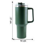 1200ml Insulated Travel Mug with Handle & Straw | Stainless Steel Hot & Cold Tumbler - Image 6