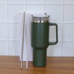 1200ml Insulated Travel Mug with Handle & Straw | Stainless Steel Hot & Cold Tumbler - Image 4