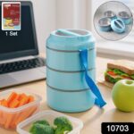 Insulated Lunch Box Set | 3 Layer Leak Proof Steel Tiffin Box - Image 2