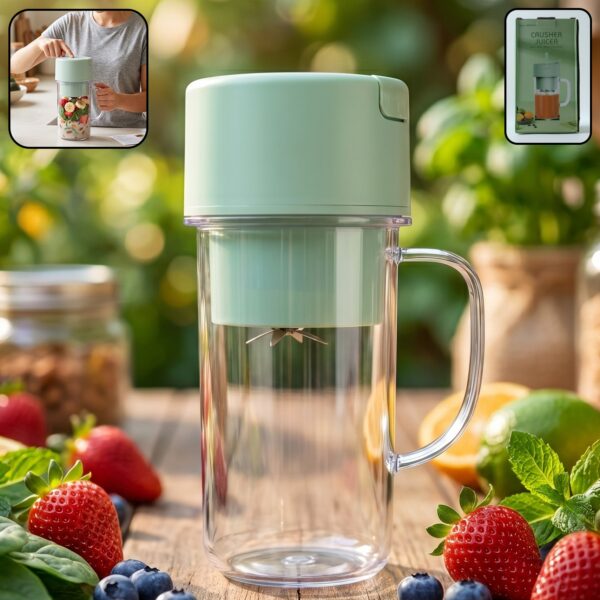 Portable Electric Juicer Mixer Grinder with Handle 340ML Rechargeable Blender Cup