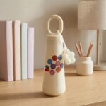 500ml Portable Glass Water Bottle with Smile & Cherry Charm | Cute Carry Loop Bottle - Image 2
